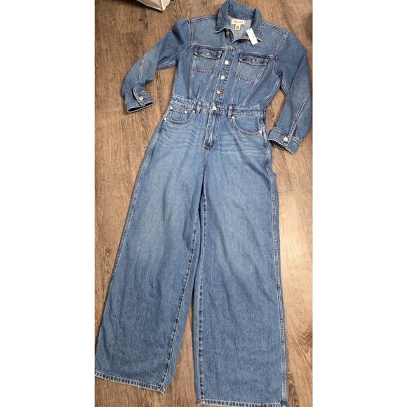 Madewell Pants - Madewell NWT Denim Wide-Leg Coverall Jumpsuit Byrne Wash Jeans Size 6